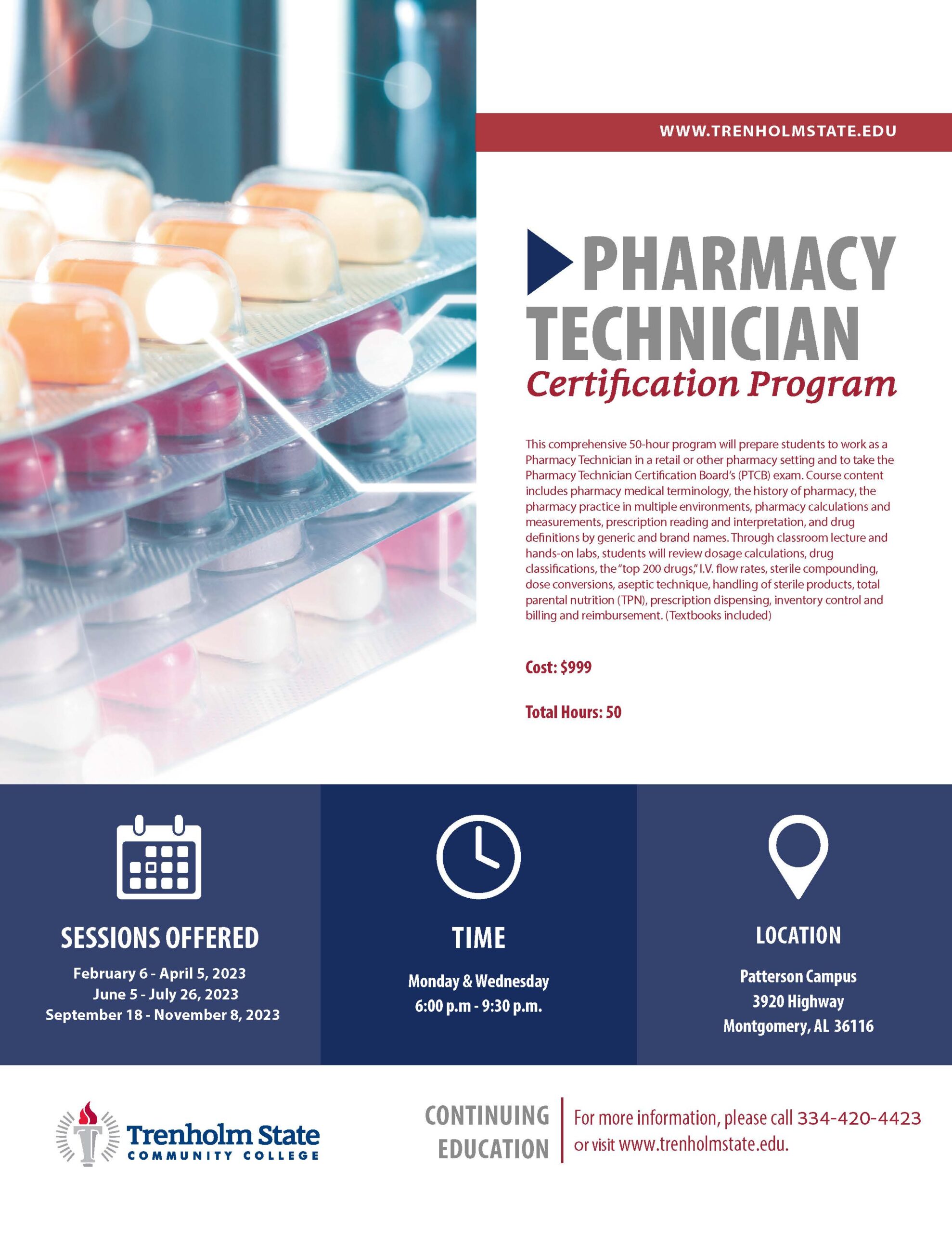 Pharmacy Technician Trenholm State Community College   2023 Pharmacy Technician Certification Program Flyer Scaled 